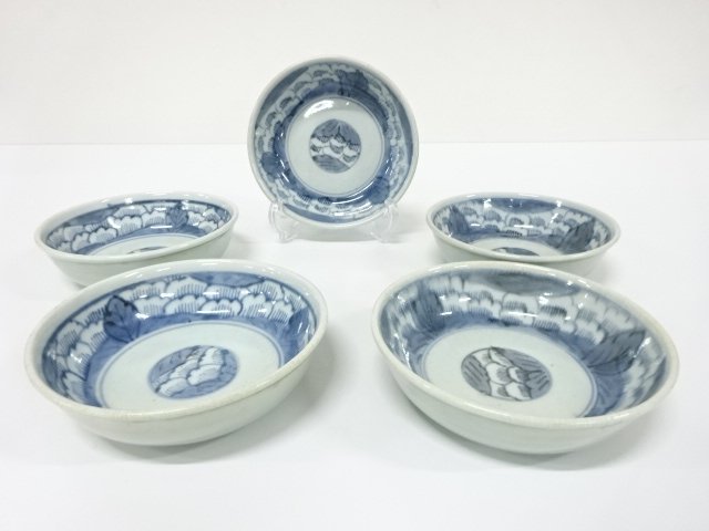 古伊万里　青磁　染付　なます皿　5客